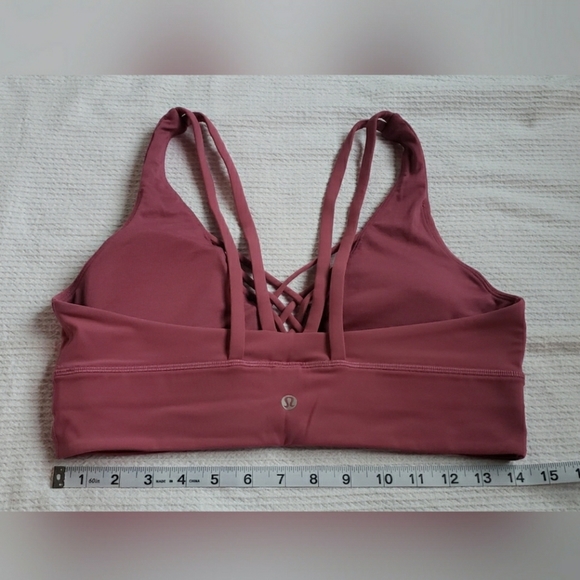🌸AvaiLable💕inQuire🌸RARE♡Lululemon Strappy LongLine Plunge Cage Bra Moss Rose - Picture 7 of 11